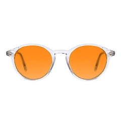 TIJN orange-lens blue light blocking glasses with round frame for comfortable screen viewing.