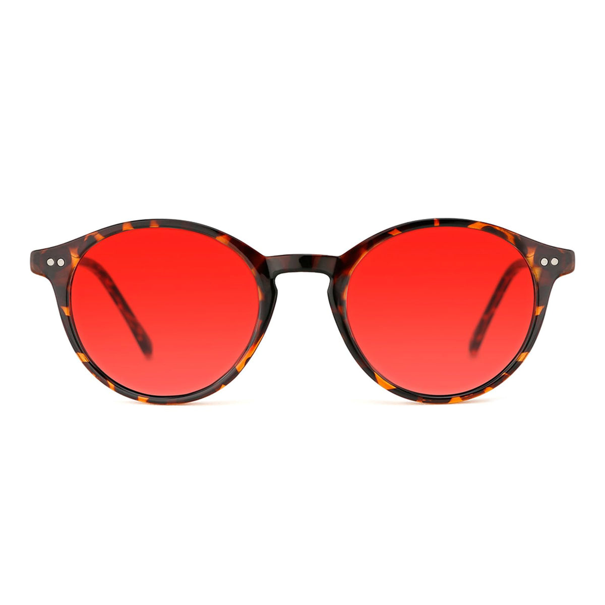 TIJN red lens glasses with round tortoise frame reduce blue light for comfortable screen viewing.