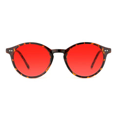 TIJN red lens glasses with round tortoise frame reduce blue light for comfortable screen viewing.