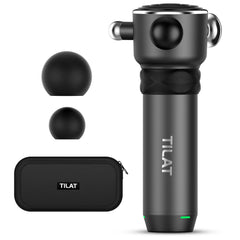 TILAT Massager Gun front view for deep tissue targeting and portability.