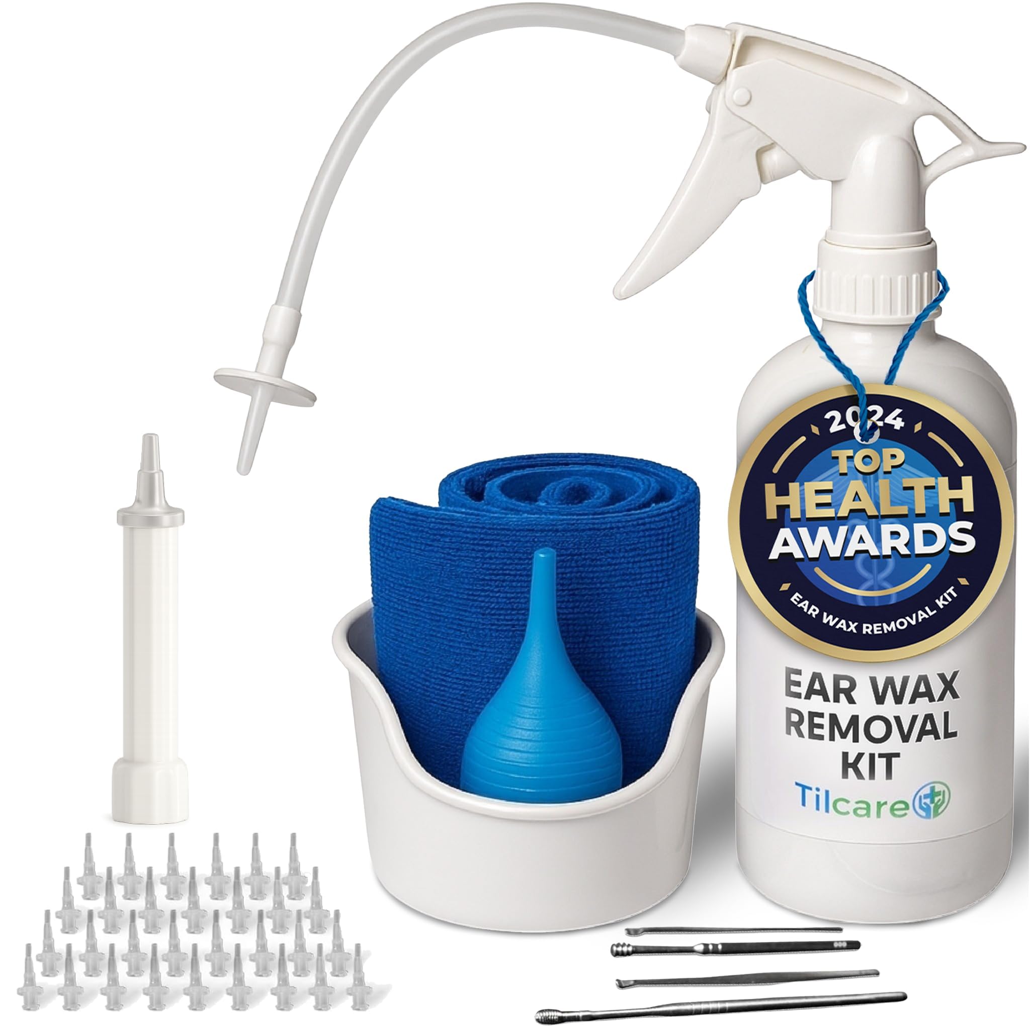 Tilcare ear wax removal tool with syringe and basin for safe at home ear cleaning