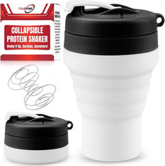 Tilcore collapsible protein shaker 600ml for space-saving gym use.