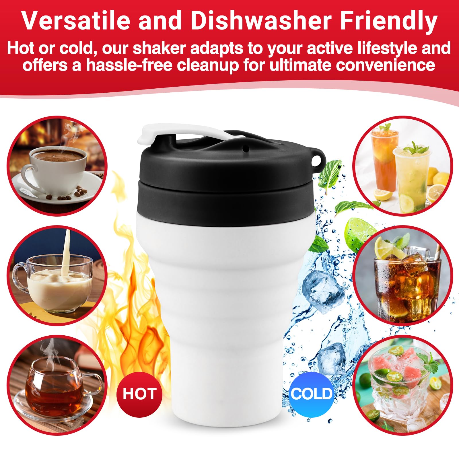Tilcore 20oz collapsible mixer bottle in travel-ready form.