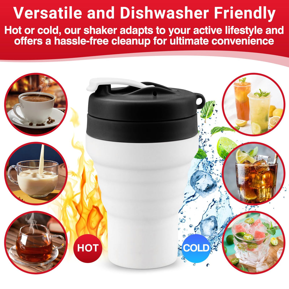 Tilcore 20oz collapsible mixer bottle in travel-ready form.
