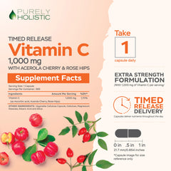 Timed release visual showing 12 hour release pattern for lasting vitamin C benefits.