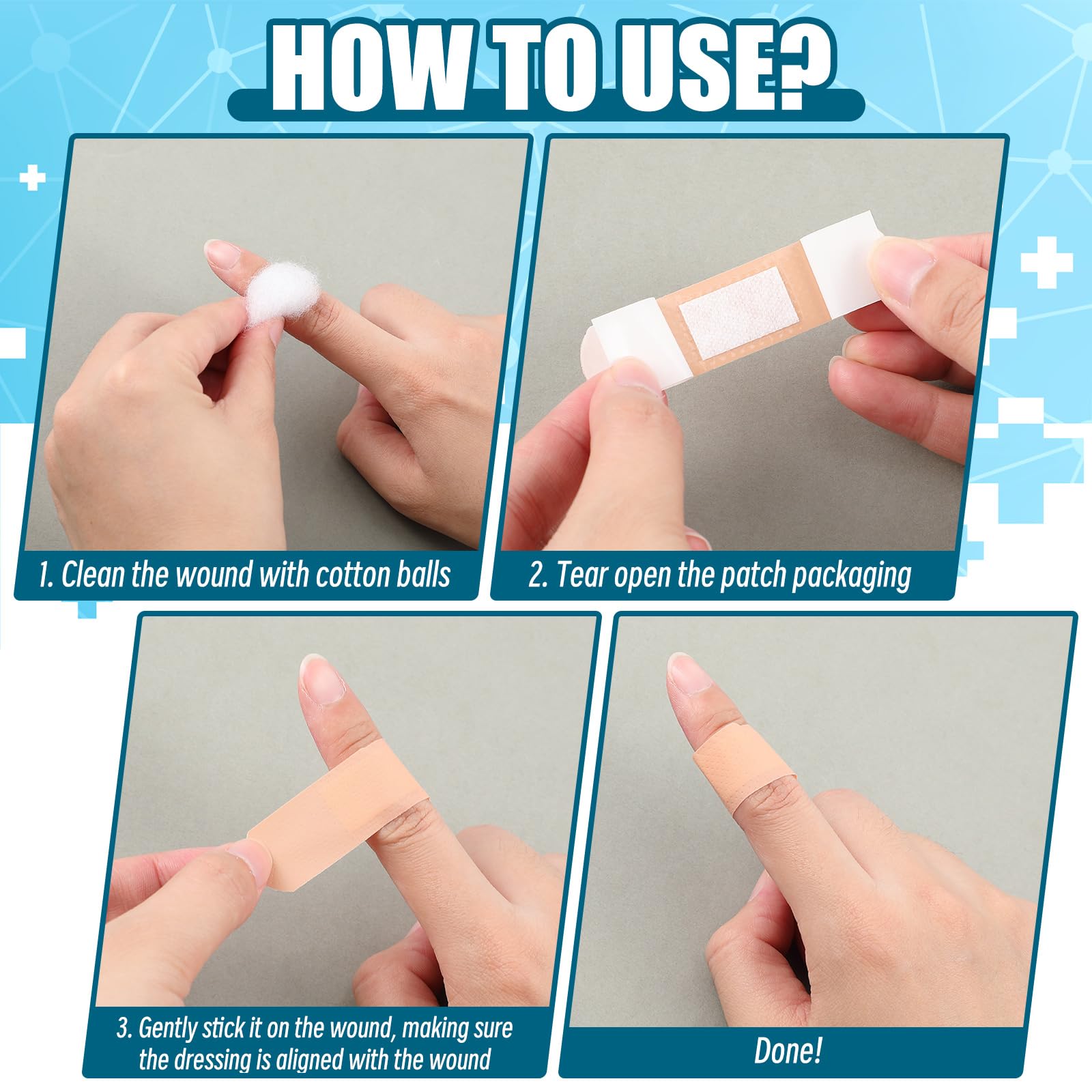 Timgle bendable bandages conform to elbows, knees, and curved contours.