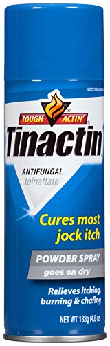 Tinactin Jock Itch Spray Powder cooling application for skin helps soothe irritation after sweating.