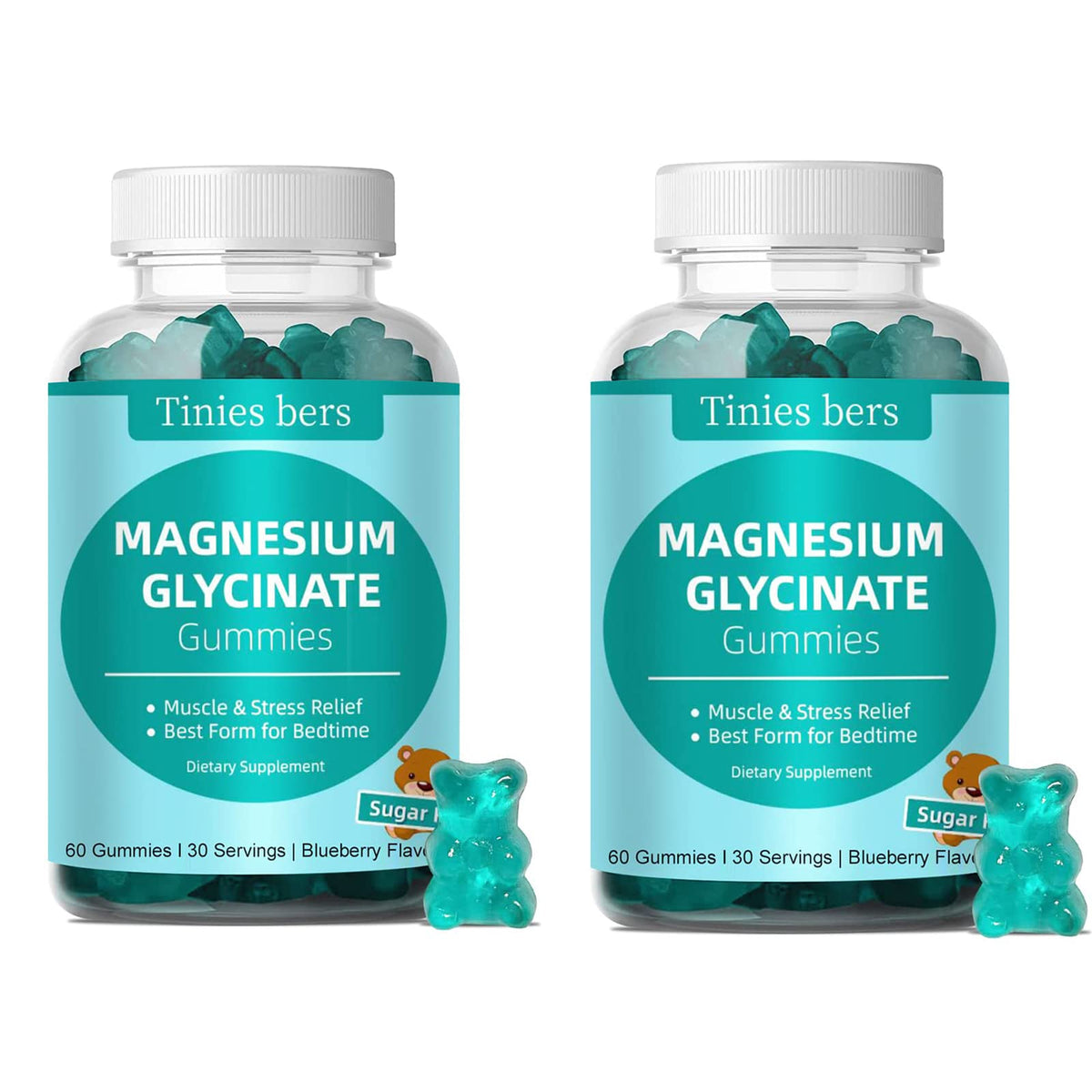 Tinies bers Magnesium Glycinate Gummies blueberry flavor bottle offers sleep support.