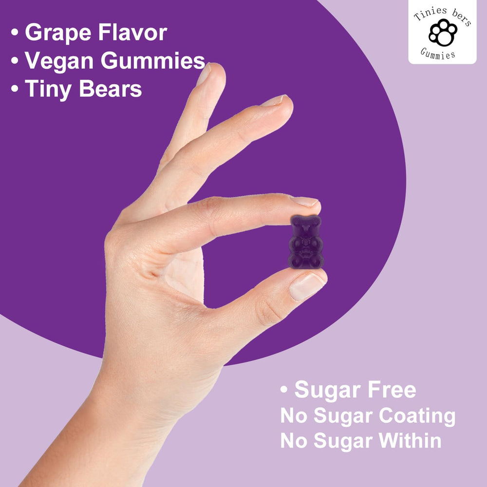 Tinies bers packaging shows vegan, gluten-free, non-GMO features
