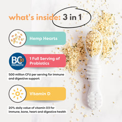 Tiny Sprouts hemp hearts spoon-dispense adds protein to smoothies and oats.