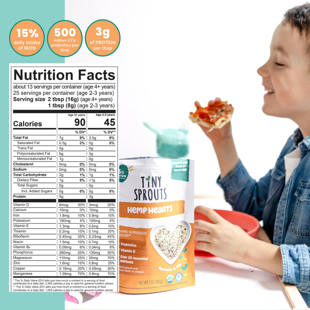 Tiny Sprouts probiotic bottle supports gut balance for kids.