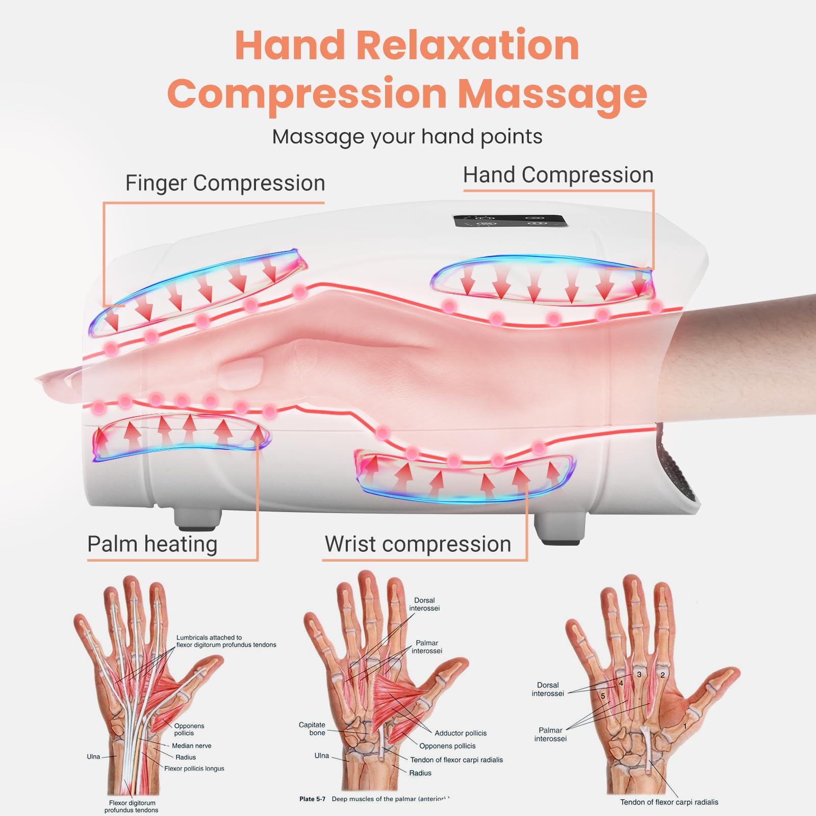 Cordless, lightweight TipTalk massager designed for convenient on-the-go hand care.