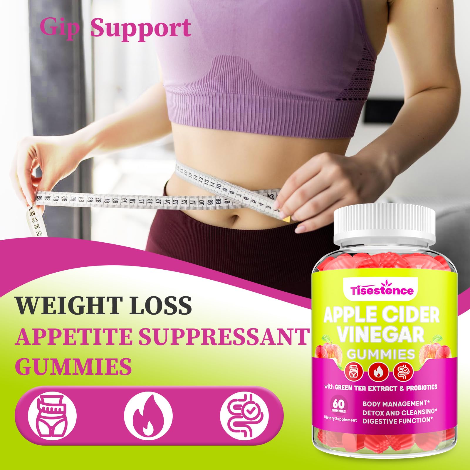 Close-up of Tisestence gummies highlighting glossy texture and flavor appeal.