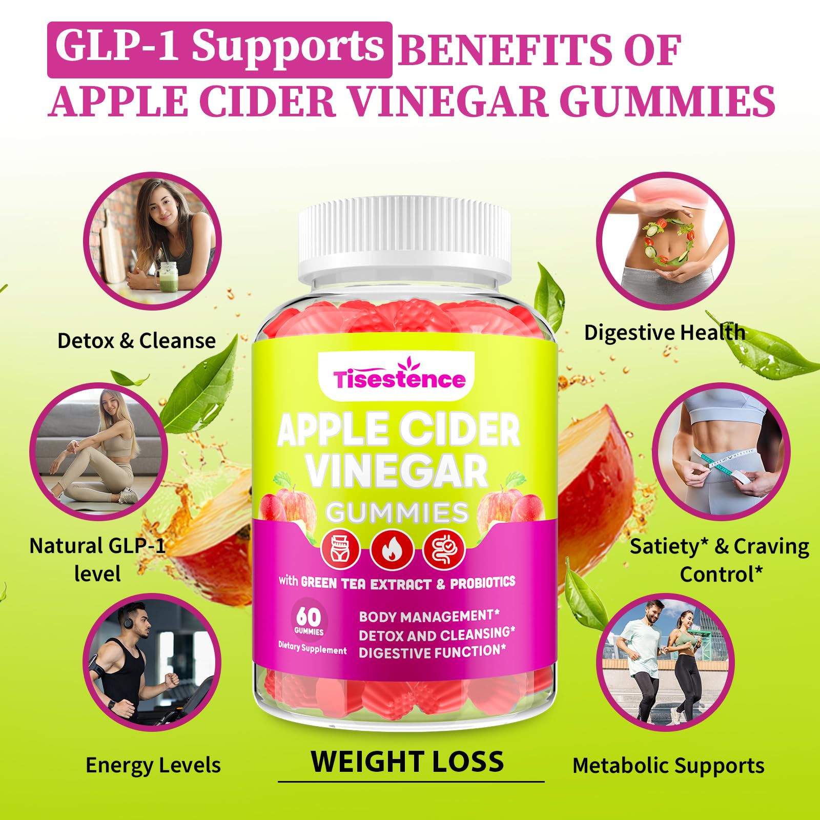Tisestence probiotic gummies with Lactobacillus and Bifidobacterium support digestion.