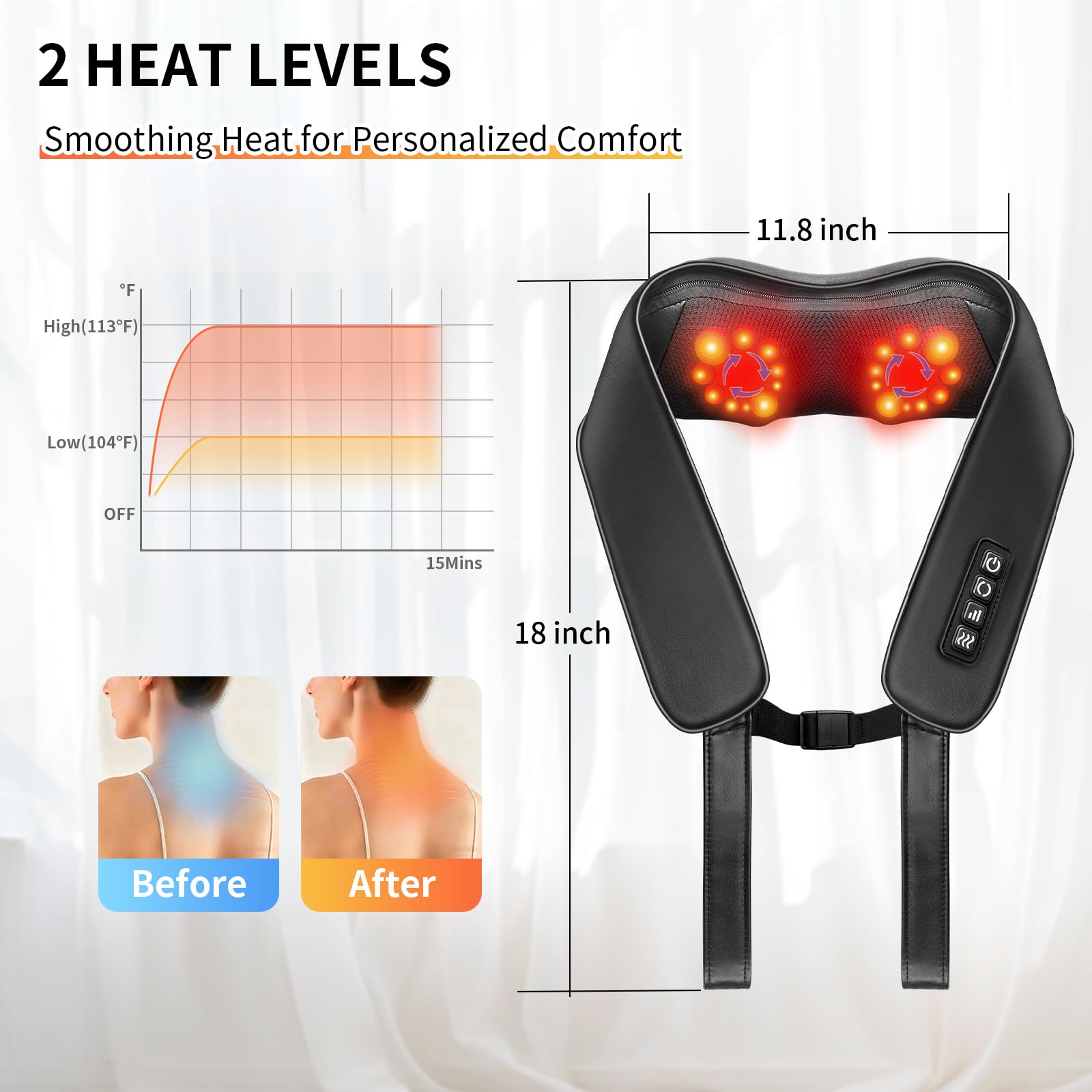 TISSCARE deep shiatsu 20-node massage for full-body relaxation