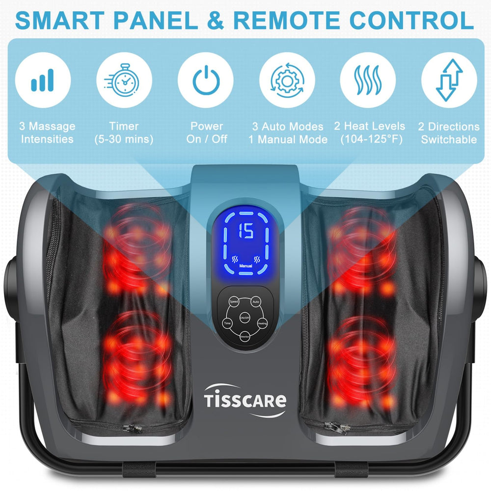 TISSCARE massager heat levels feature with two settings for soothing warmth during relaxation.