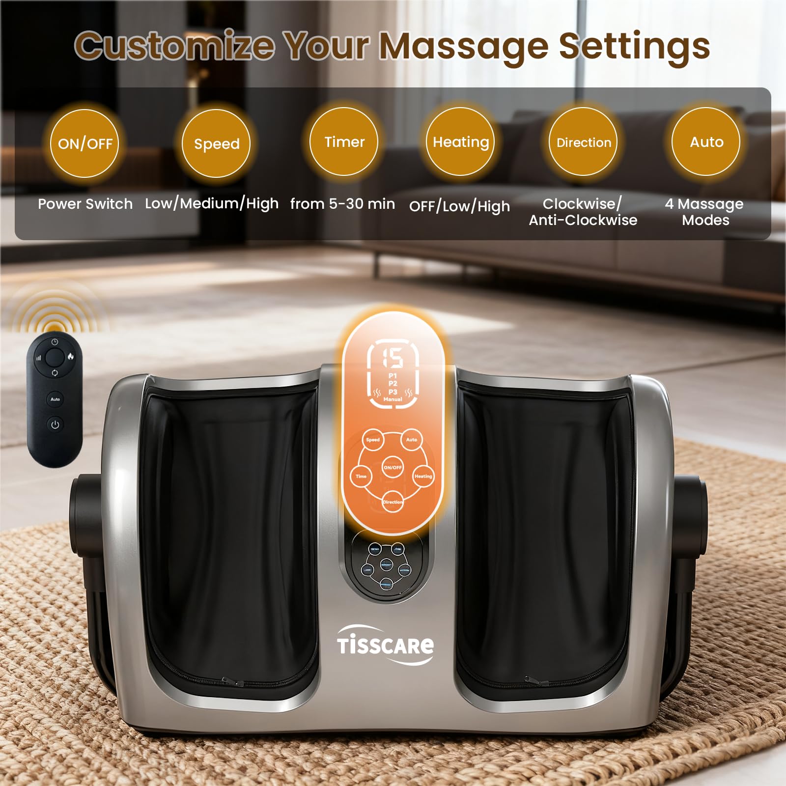 TISSCARE Shiatsu Foot Massager calf and ankle massage capability