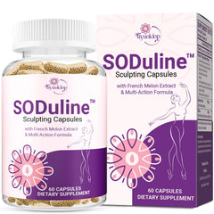 Tiyuoklop SODuline bottle pouring to show easy daily capsule routine for cellulite support.