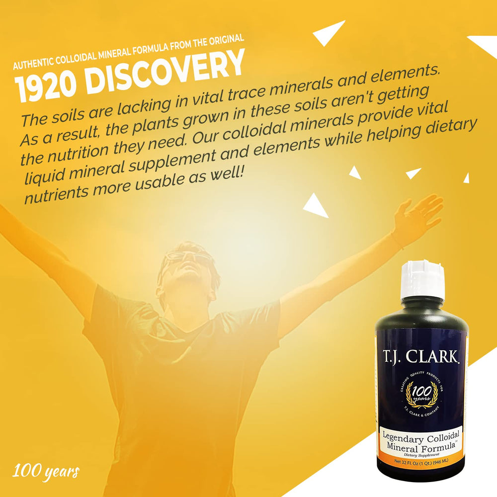 T.J. Clark bottle with droplets visuals emphasizes trace minerals for supplements.