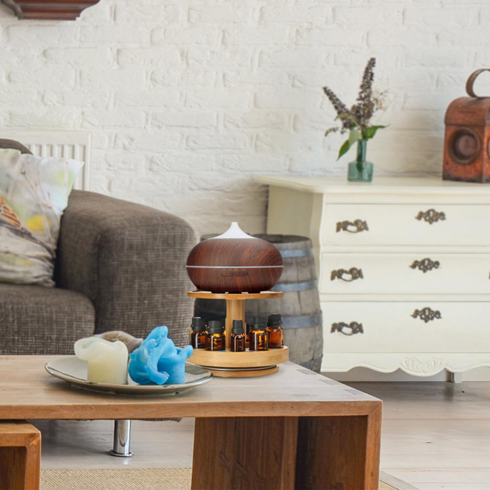 TJ.MOREE diffuser holder shown on a bedside table to create a calm atmosphere.