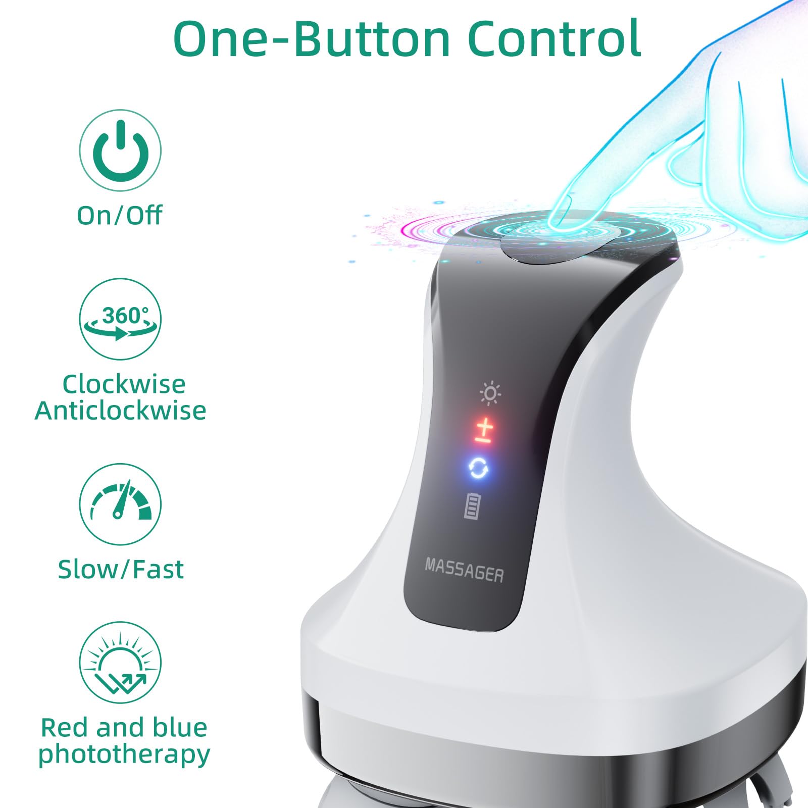 TJXVX massager with soft silicone heads close-up for gentle scalp contact