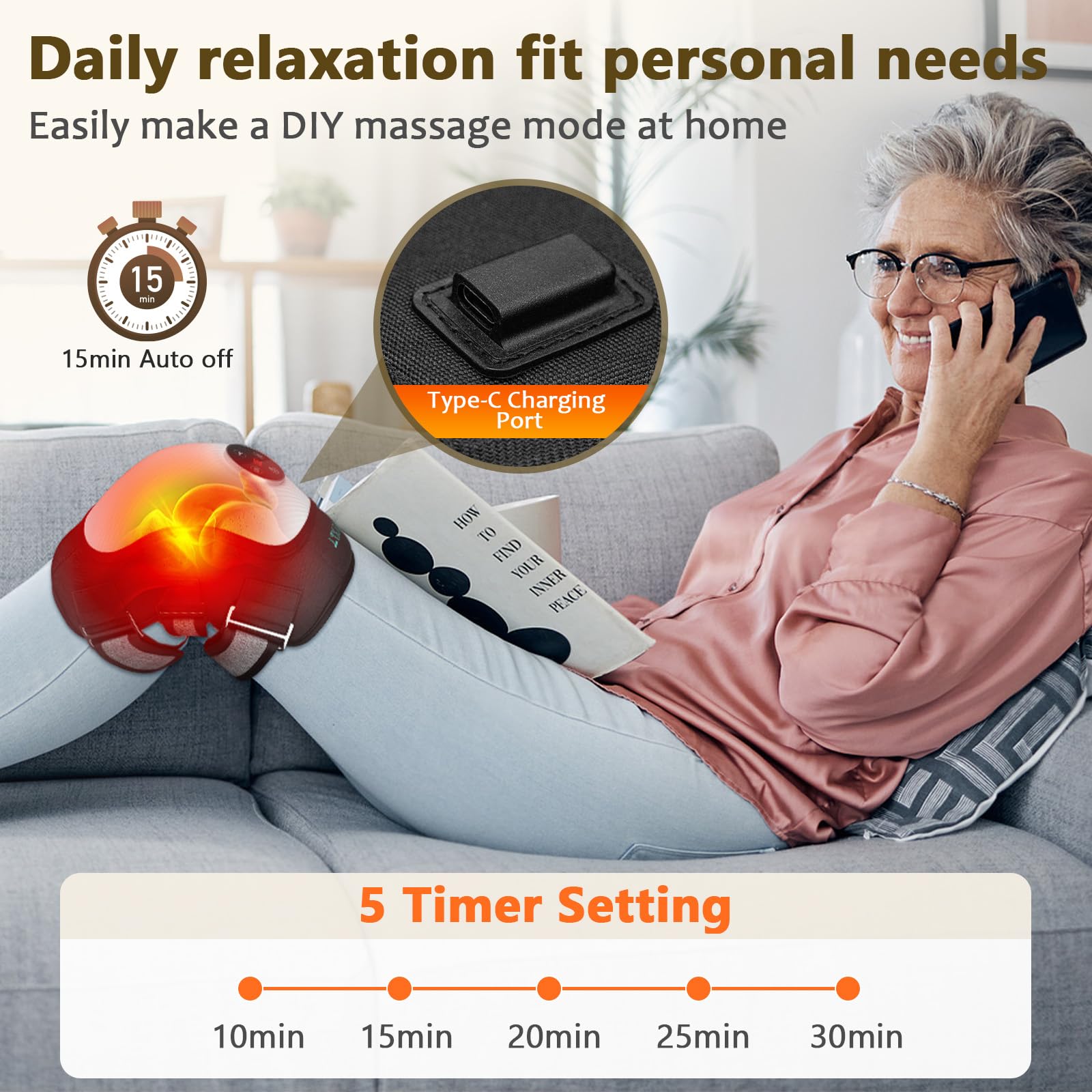 TJXVX knee massager soft EVA material contours for comfortable wrap