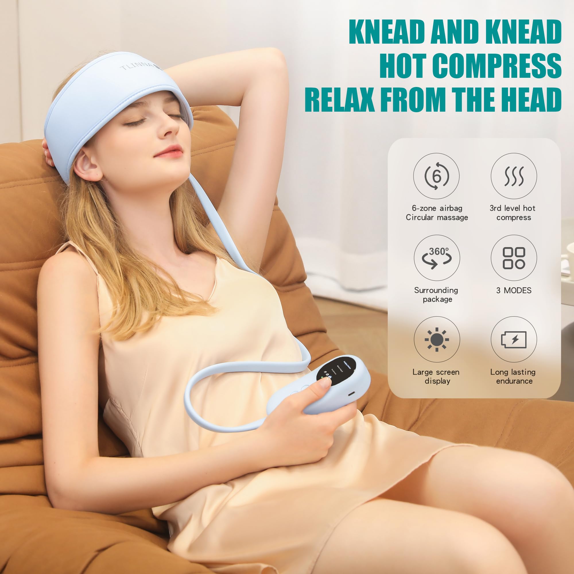 TLINNA head massager heating function adds soothing warmth.