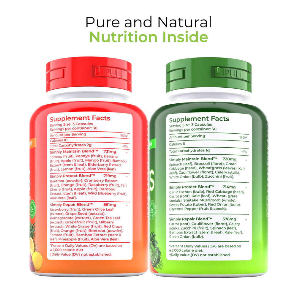 TM NATURALS ingredient list overlay shows antioxidant-rich fruits