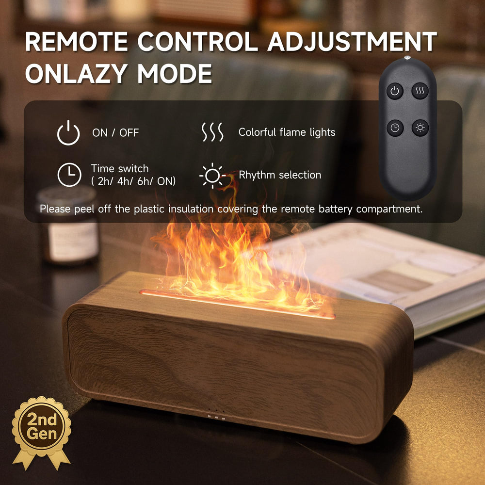 TMEHM flame lamp display with color options to create cozy ambience