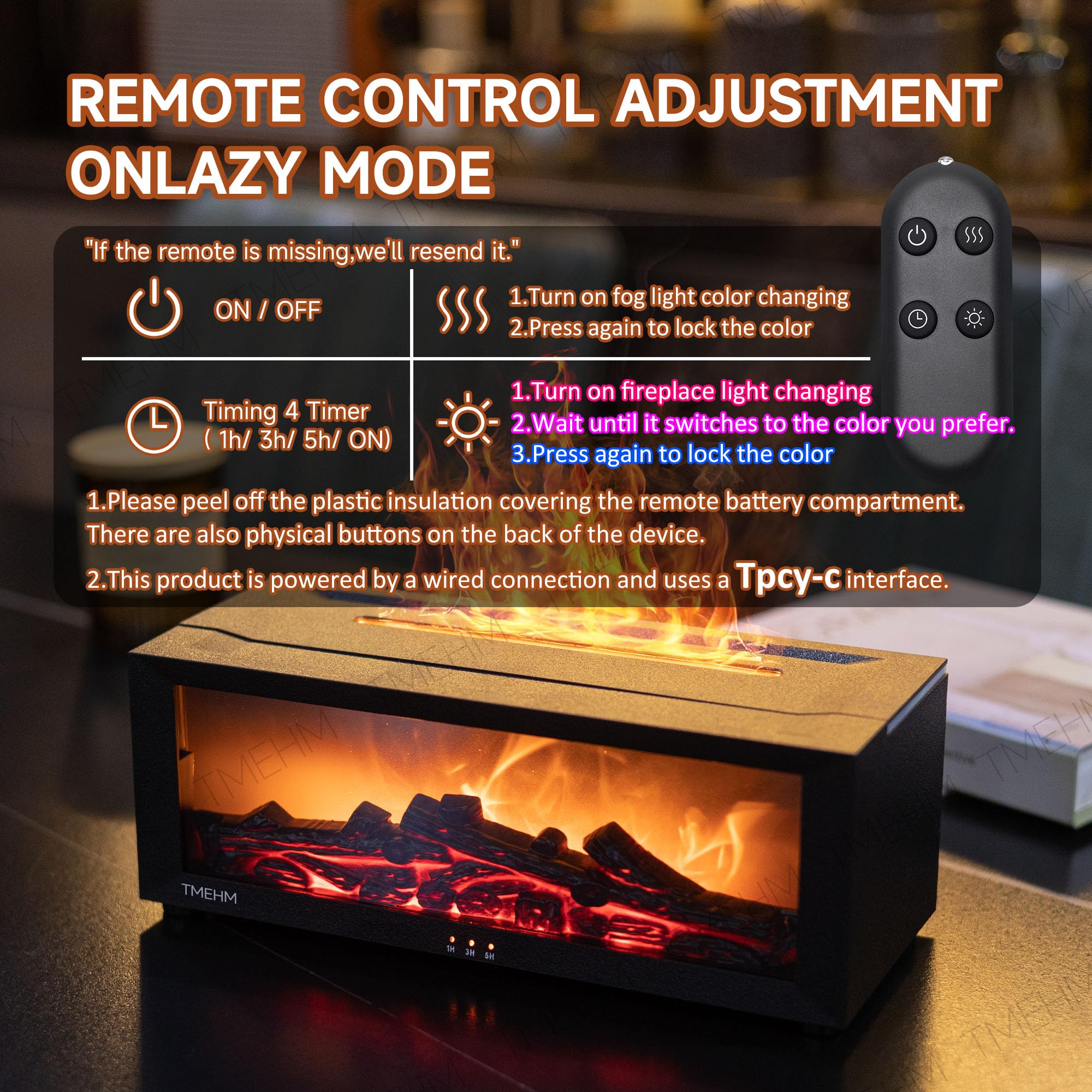 TMEHM Timer options printed on the diffuser for 2, 4, or 5 hours