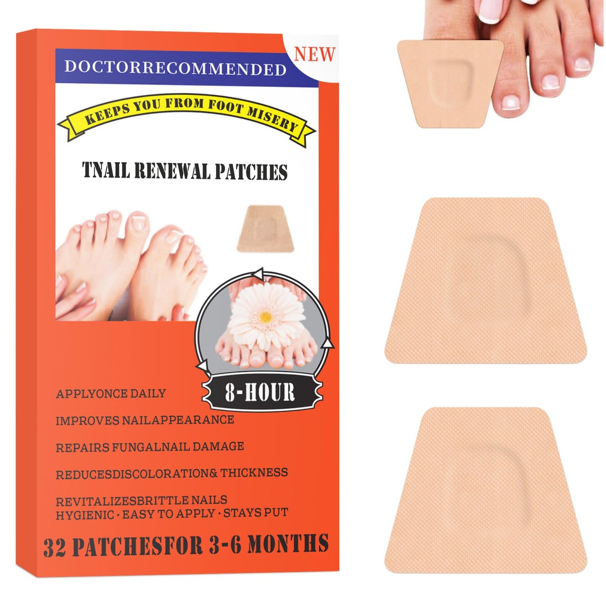 TMPETDENTAL toe nail fungus patches on nails, 32-count pack for at-home treatment