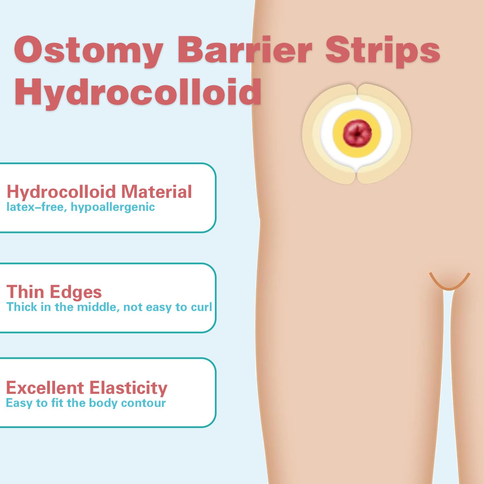 TNTNDAY breathable hydrocolloid barrier strip emphasizes vapor passage and comfort.