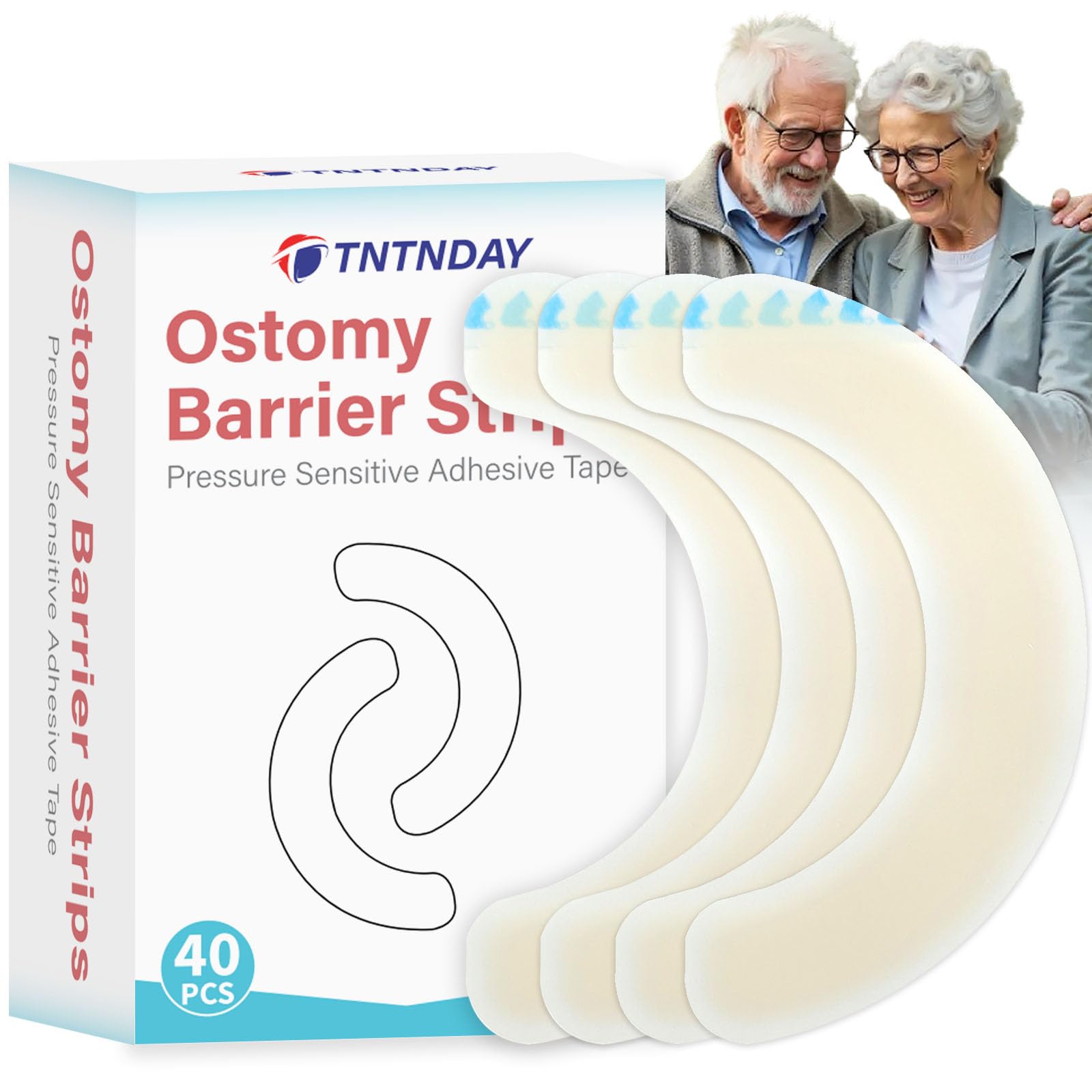 TNTNDAY ostomy barrier strips close-up showing thick center for a snug seal.