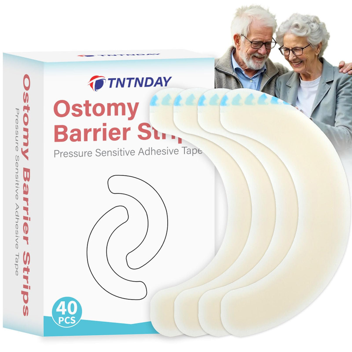 TNTNDAY ostomy barrier strips close-up showing thick center for a snug seal.