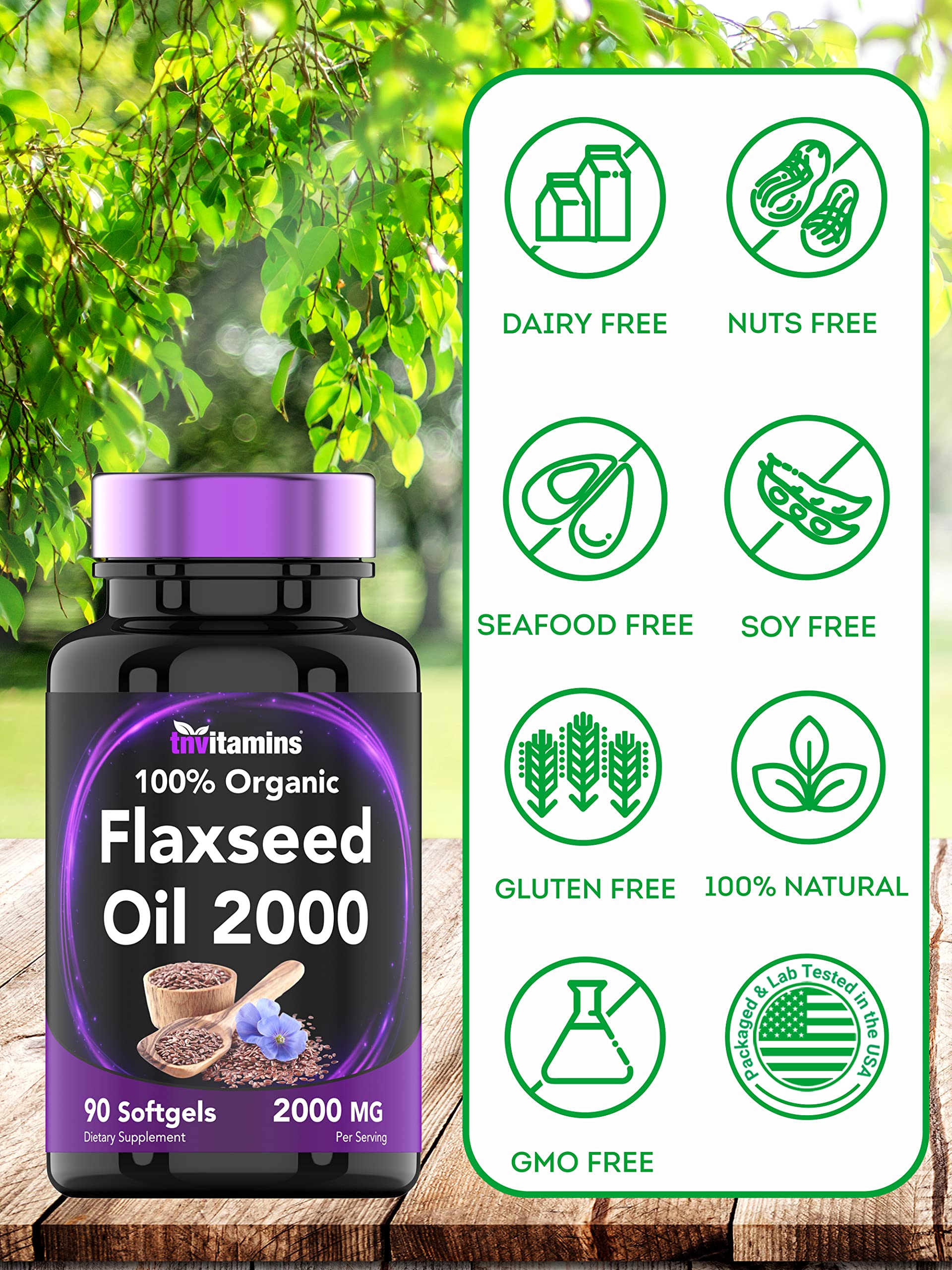 tnvitamins allergen-free flaxseed softgels gluten and dairy free daily option