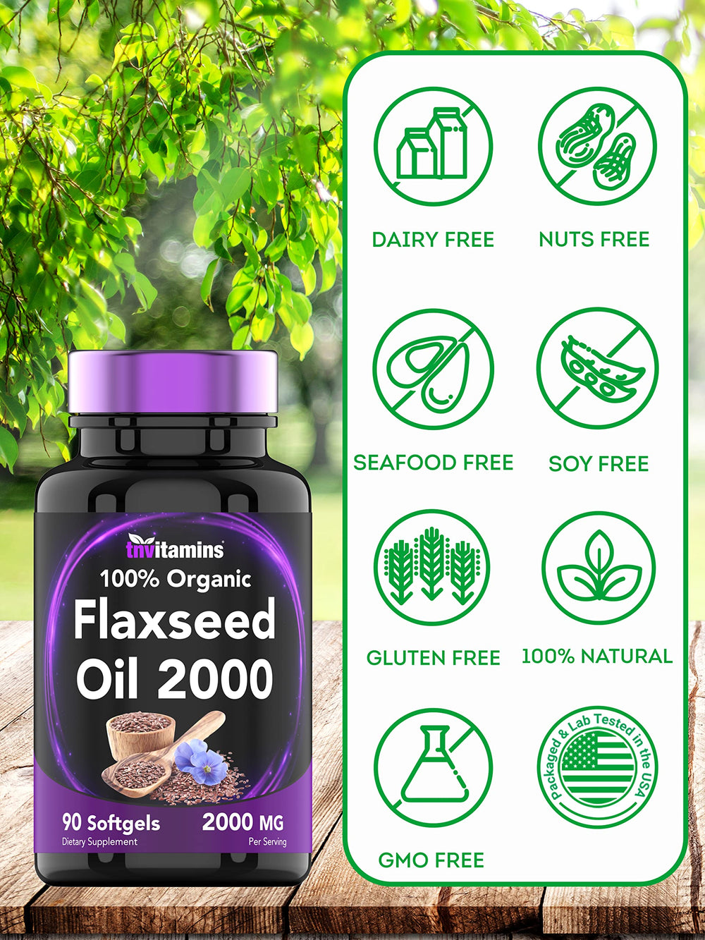 tnvitamins allergen-free flaxseed softgels gluten and dairy free daily option