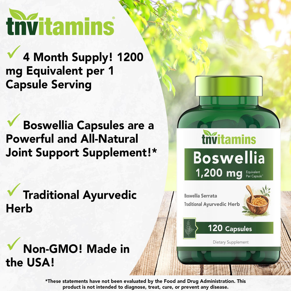 tnvitamins Boswellia bottle nutrition facts—clear ingredient details for informed use