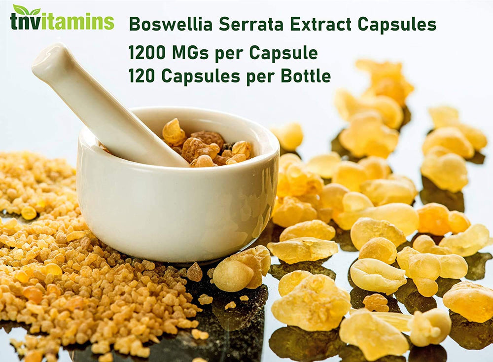 tnvitamins Boswellia ingredients panel—non GMO gluten free dairy free and additives-free