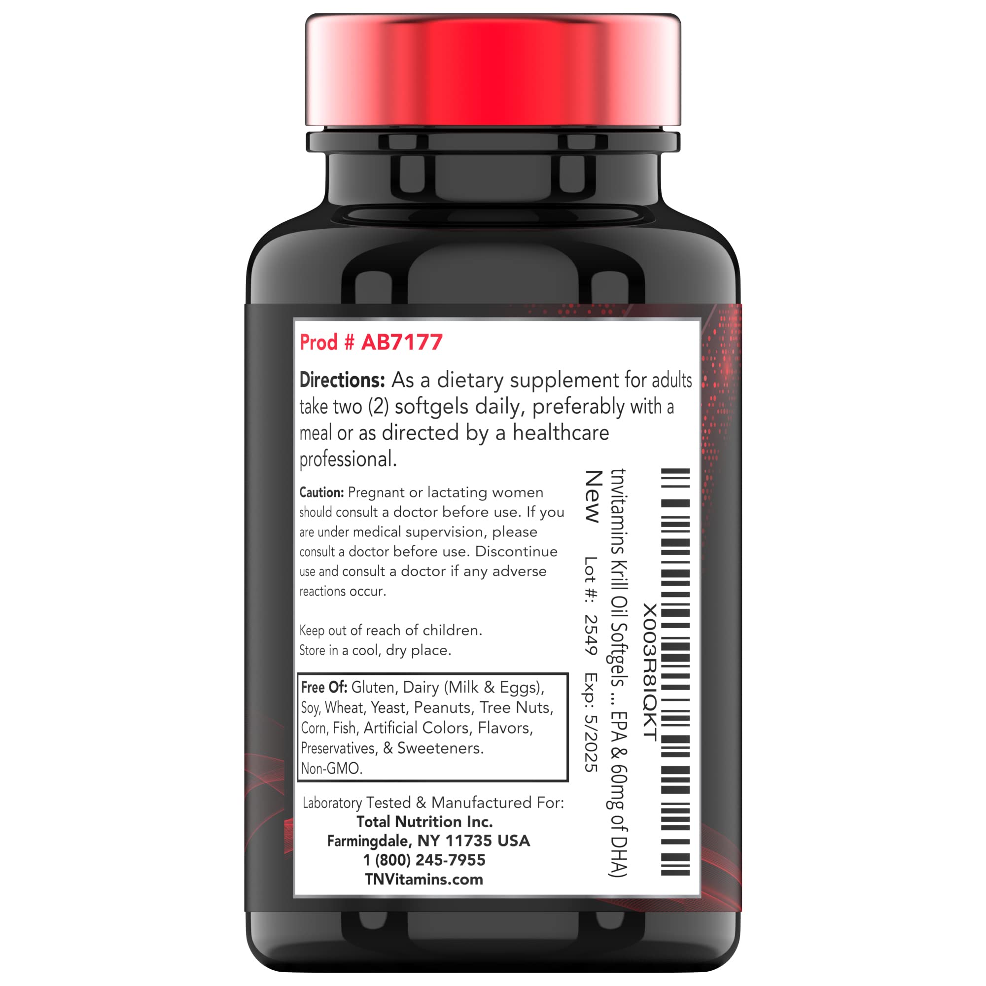 Easy-to-swallow TNVitamins krill oil softgels for daily use.