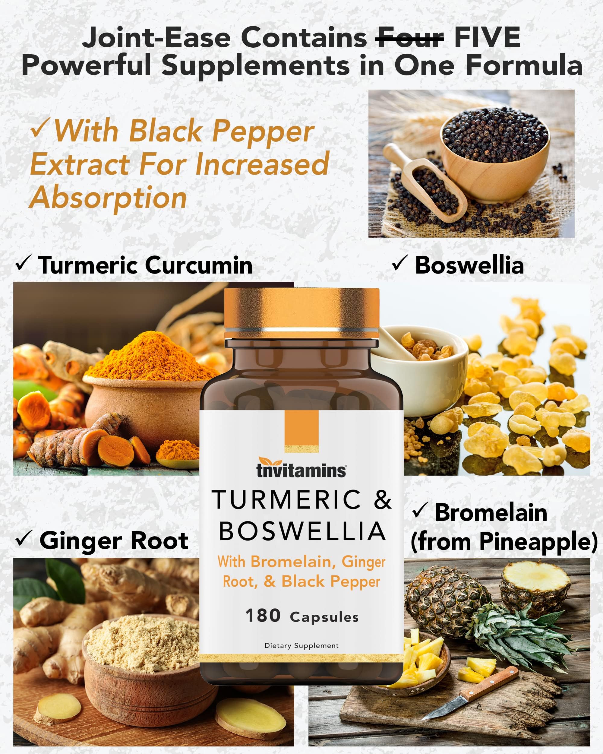 tnvitamins Ginger root image on bottle conveys natural warmth.