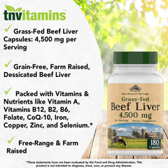 TNVitamins grass-fed, pasture-raised liver from natural cattle sources.