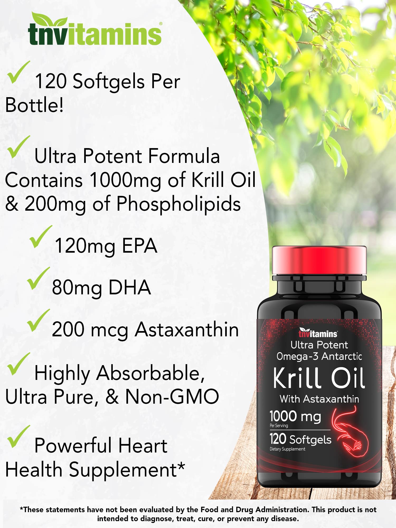 Graphic showing EPA and DHA composition in TNVitamins krill oil.