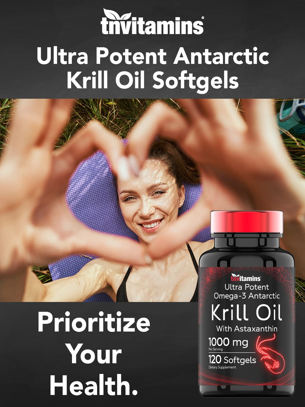 TNVitamins krill oil capsule emphasizing phospholipid delivery.