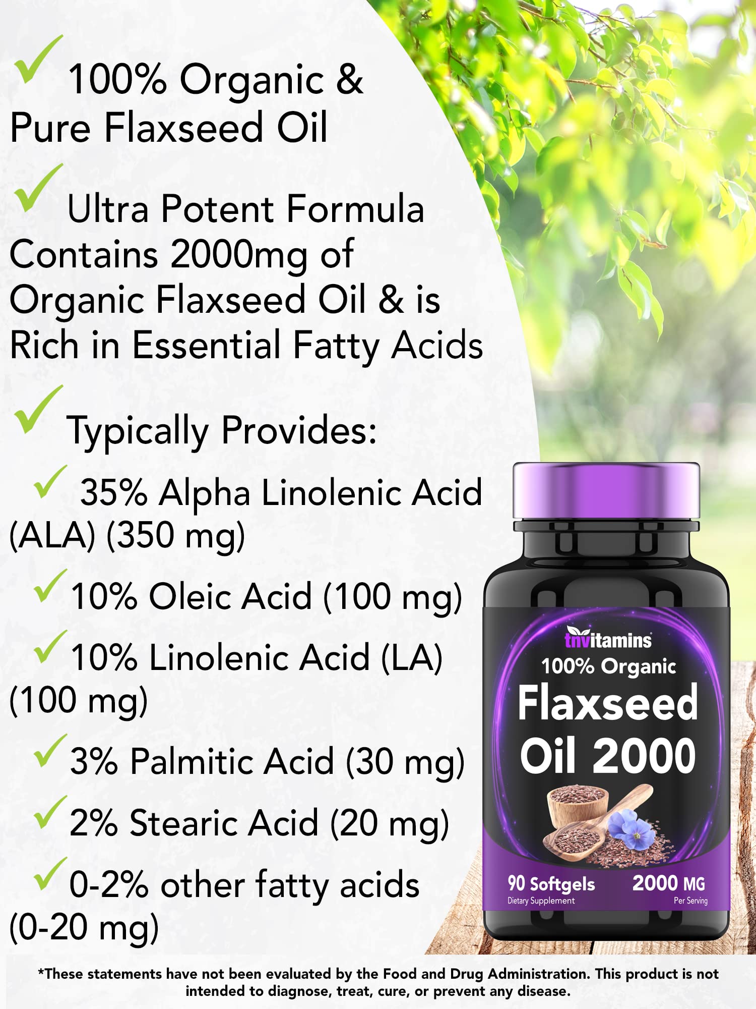 tnvitamins organic flaxseed oil softgels pure plant-based wellness in one capsule