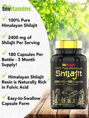 TNVitamins Shilajit capsules poured for quick daily intake.