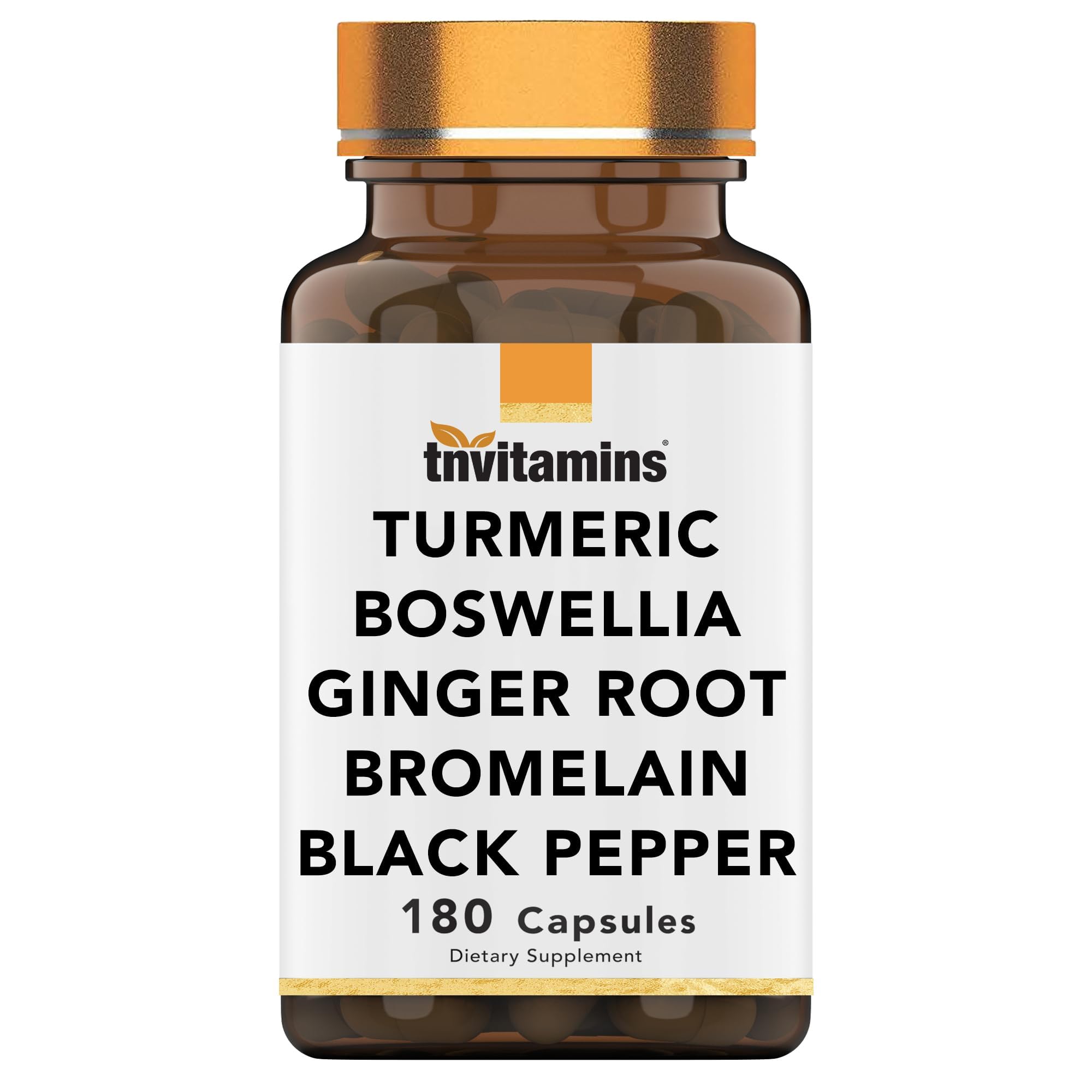 tnvitamins Turmeric & Boswellia Complex bottle; two-month supply for daily joint support.