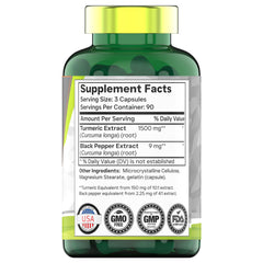 TNVitamins Turmeric Curcumin capsules 1500 mg in a 270-count bottle.