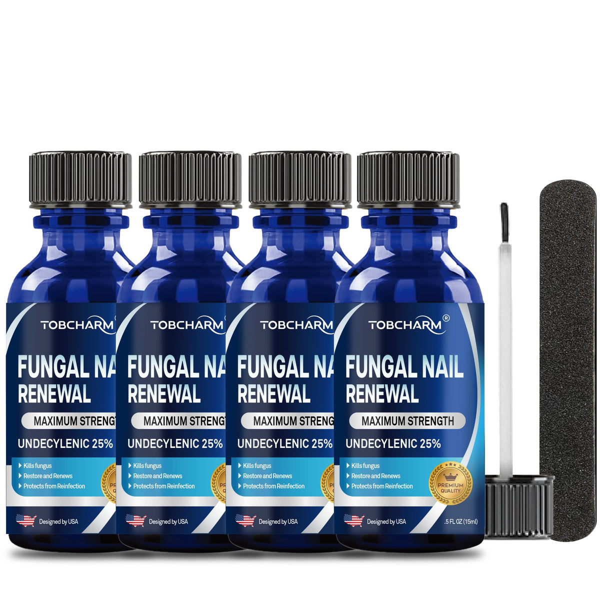 Tobcharm 4pcs toenail fungus treatment pack for at-home use and daily care