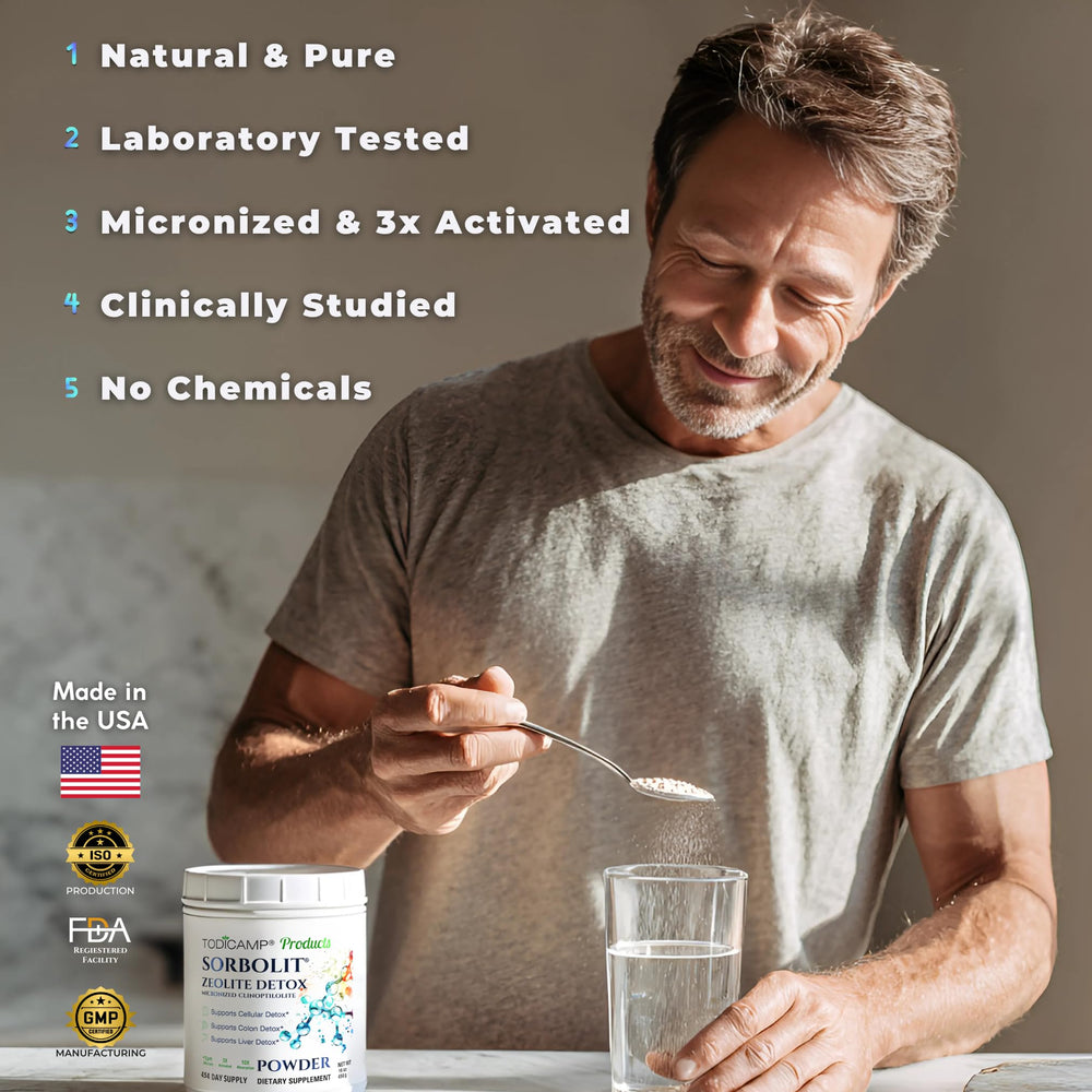 TODICAMP Zeolite Detox hero angles showcasing a clean, modern setup