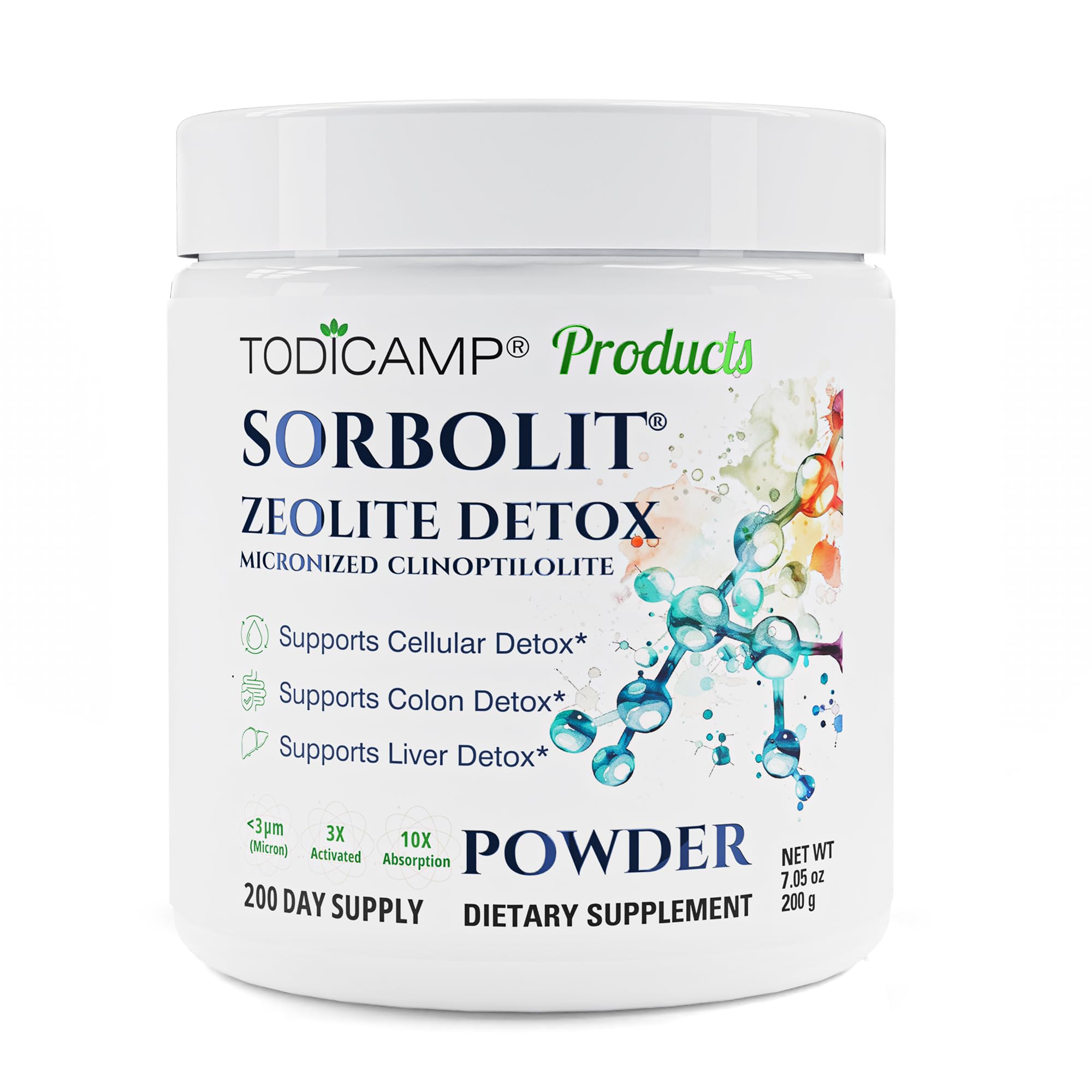 TODICAMP Zeolite Detox pack shot highlighting full-body detox concept